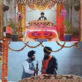 Decorated darbar during a samagam