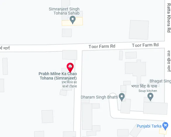 Map showing Prabh Milne Ka Chao, Tohana on Mini Bank Road, Lalauda